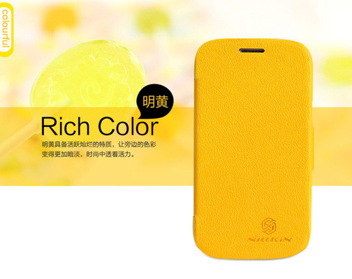 Cajas amarillas del cuero del teléfono de Samsung, caja de la PU de Lite S7390 GT-S7390 de la tendencia de la galaxia