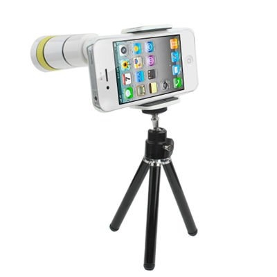 Blanco Flexible manejar 10 X Zoom telescopio cámara IPhone lentes para IPhone 4